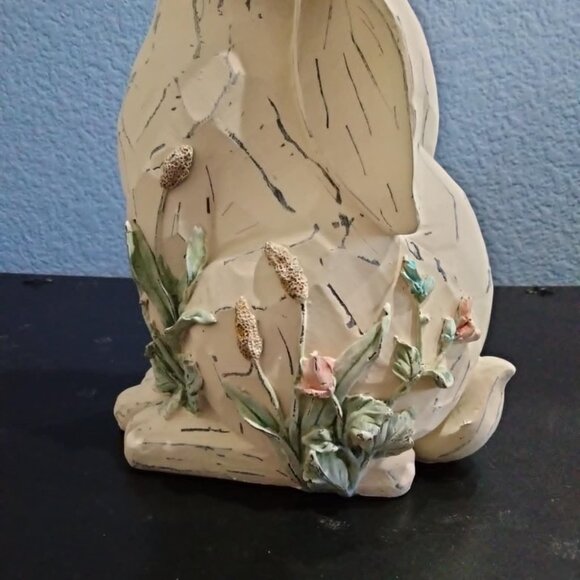 Garden Bunnies, Set of Two, Floral Resin - Picture 5 of 9